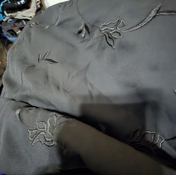 Venezia Black Imprinted Skirt with Fringe, Plus Size 26 - Picture 2 of 3